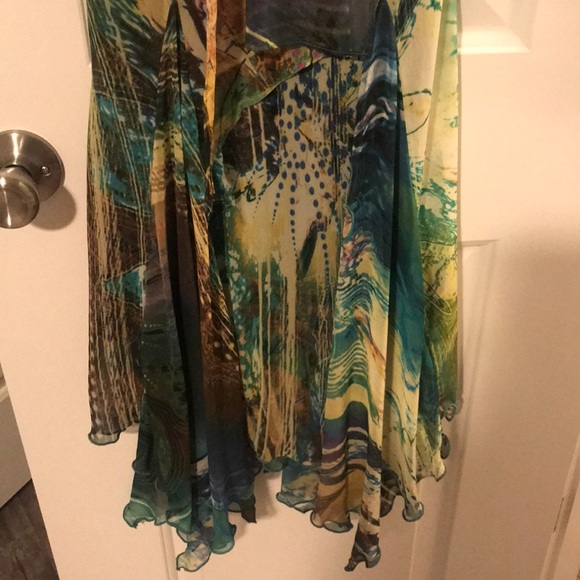 Printed chiffon bandeau halter dress with beads - Picture 3 of 3